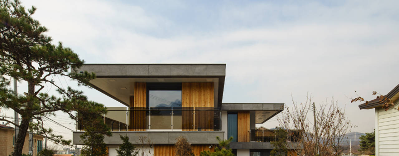 경함재 (景椷齋) : 풍경을 담은 집, 위즈스케일디자인 위즈스케일디자인 Terrace house Wood Wood effect