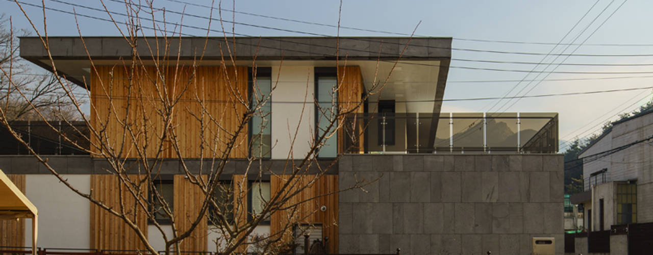 경함재 (景椷齋) : 풍경을 담은 집, 위즈스케일디자인 위즈스케일디자인 Terrace house Wood Wood effect