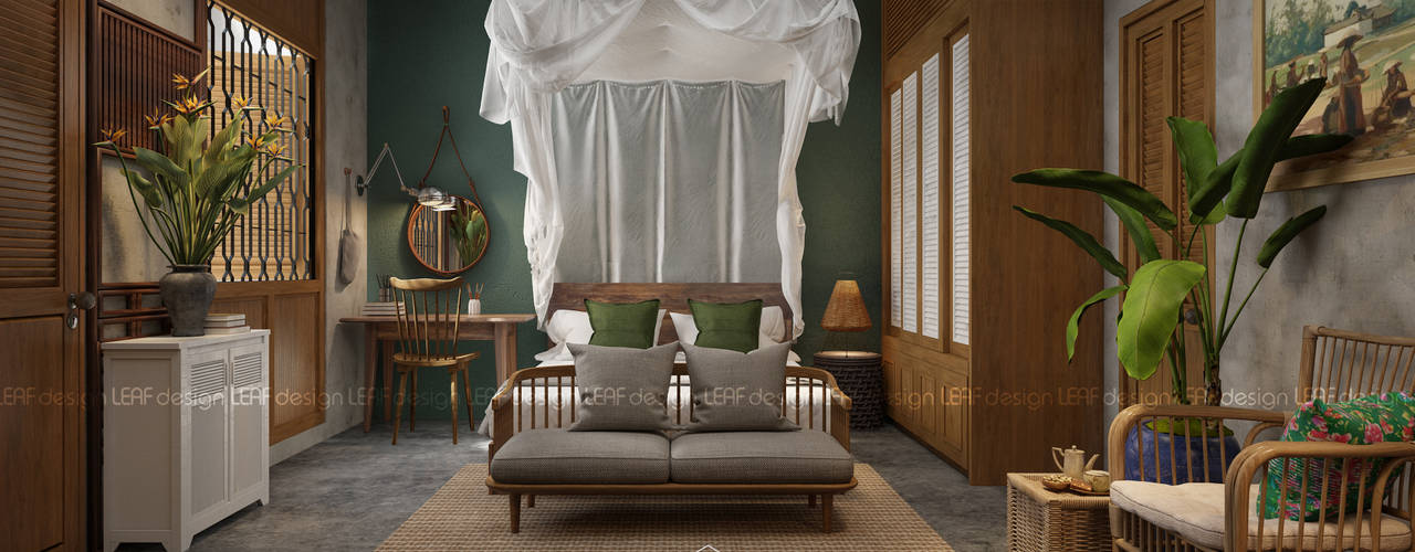 Cảm xúc Á Đông - Nhà phố Sài Gòn, LEAF Design LEAF Design Asian style bedroom