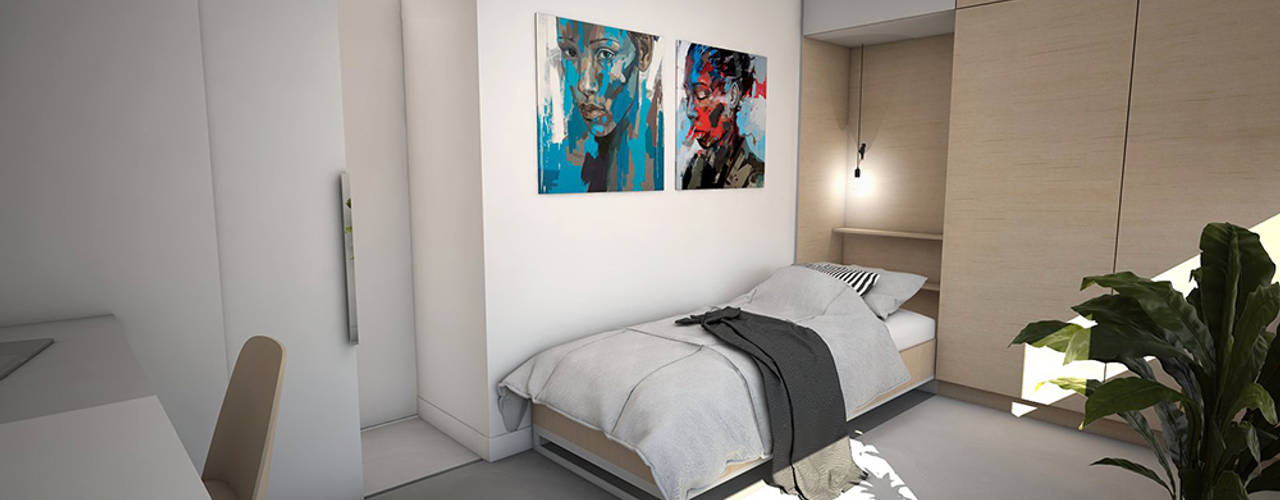 Woonhuis in Leiden. Klein huis, groots aangepakt., Studio-em Studio-em Minimalistische slaapkamers