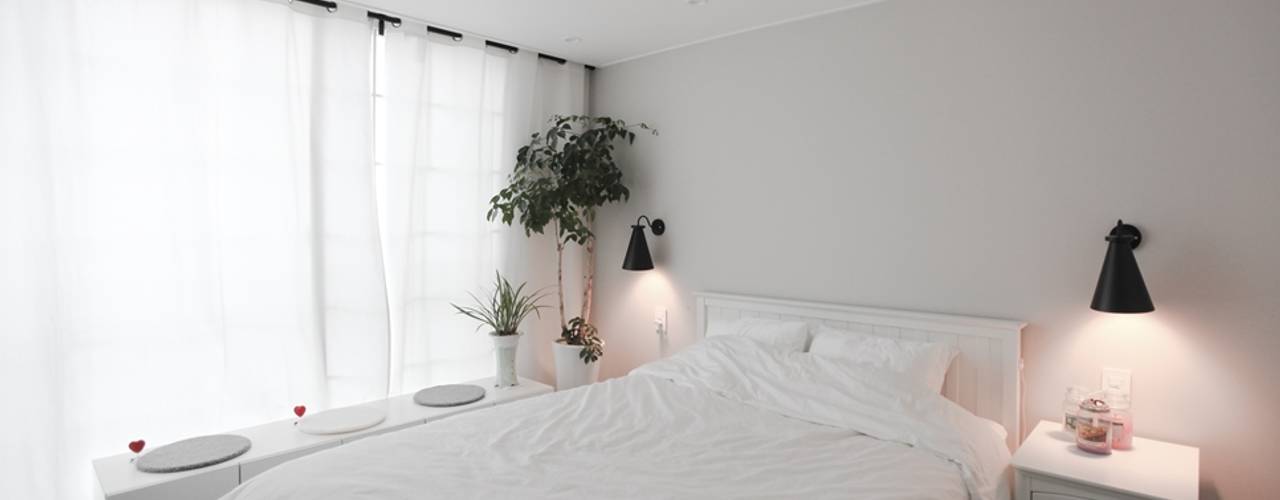 블랙&화이트 모던한 분위기의 평촌 초원2단지대림 아파트 32py , 홍예디자인 홍예디자인 Modern style bedroom