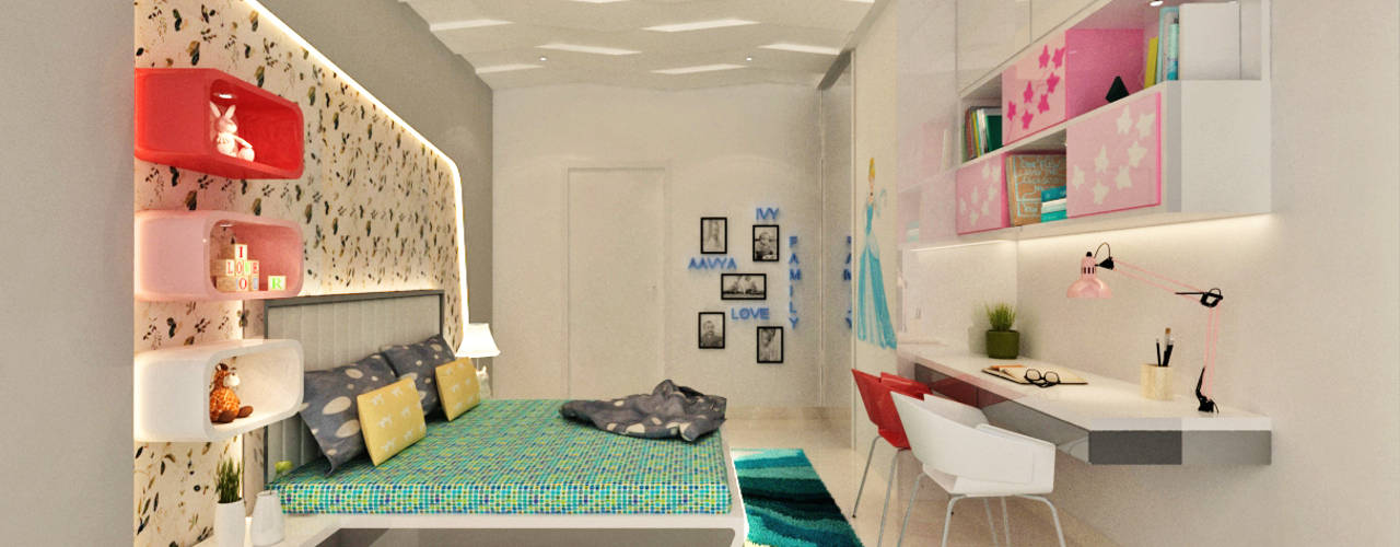 2 BHK AT THANE, A Design Studio A Design Studio Minimalist bedroom MDF
