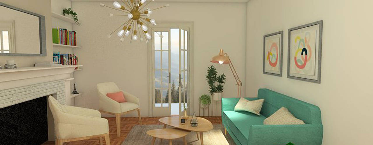 Mid century moderno - Living y Comedor, MM Design MM Design Phòng khách phong cách Bắc Âu