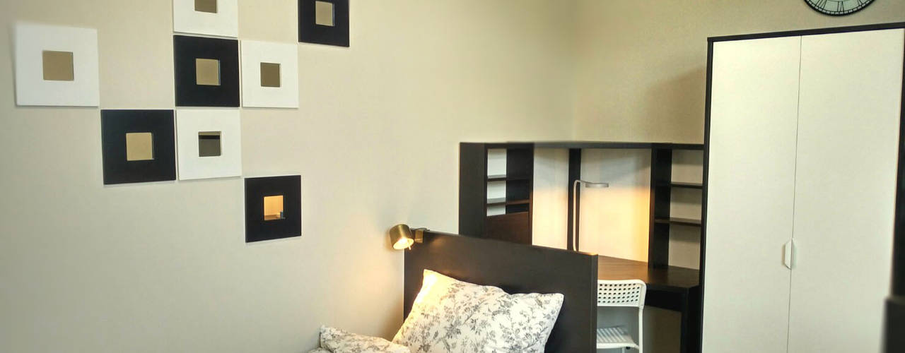 黑白色調雙人套房傢俱配置, 以恩室內裝修設計工程有限公司 以恩室內裝修設計工程有限公司 Modern style bedroom