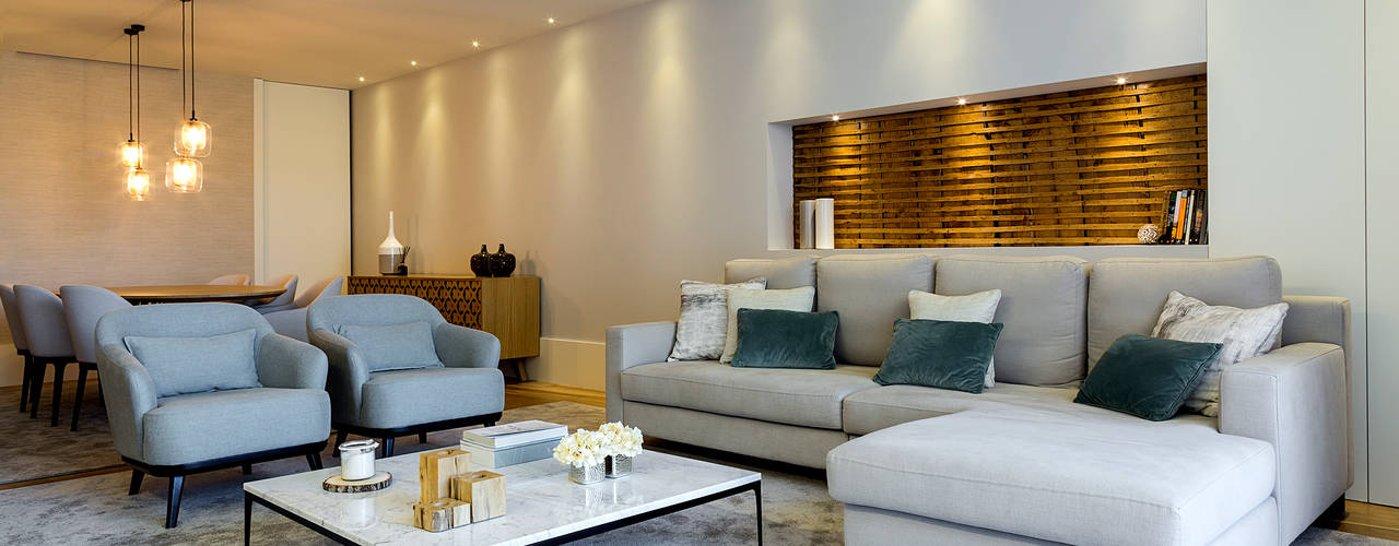 SALAS E SUITE DE T3 EM BRAGA - PROJETO TGV INTERIORES, TGV Interiores TGV Interiores Living room