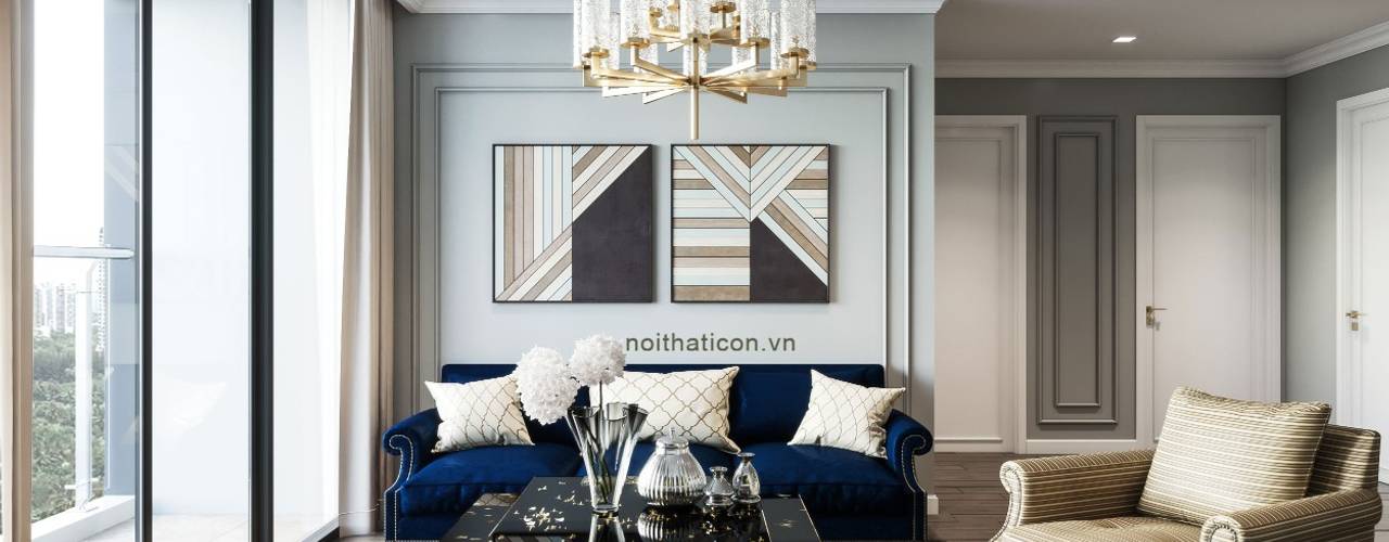 Thiết kế nội thất Tân Cổ Điển cao cấp Luxury 6 Vinhomes Golden River, ICON INTERIOR ICON INTERIOR Living room