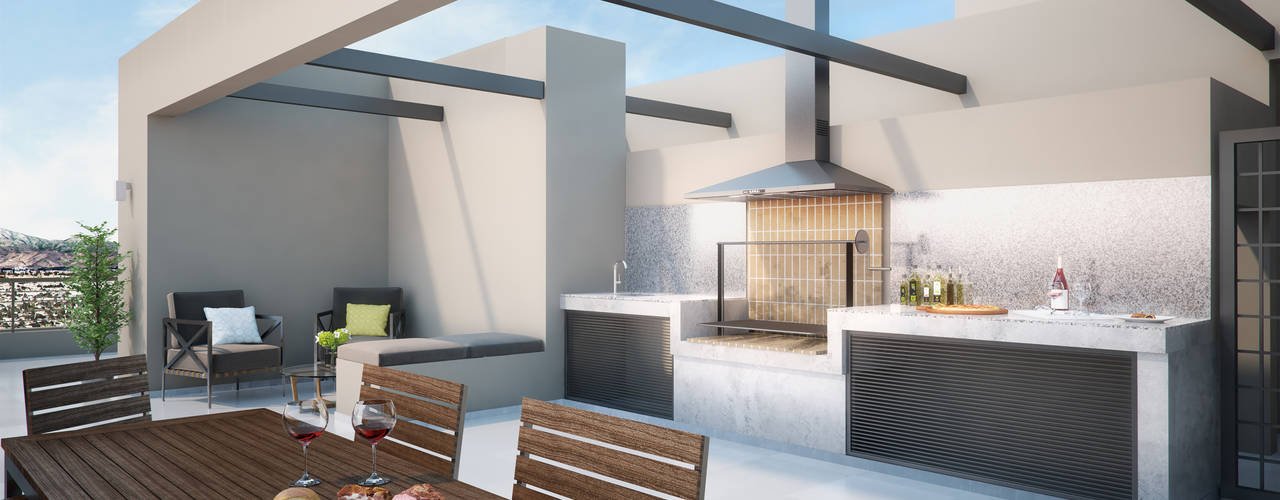 Las Acacias by Xline 3D, Xline 3D Digital Interactive Architecture Xline 3D Digital Interactive Architecture Moderner Balkon, Veranda & Terrasse