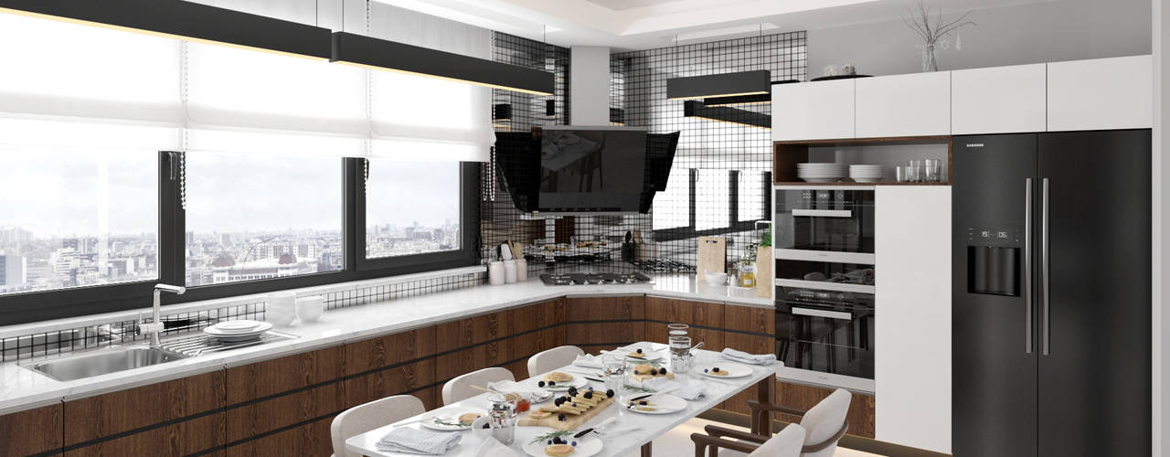Villa - İç Mekan, Dündar Design - Mimari Görselleştirme Dündar Design - Mimari Görselleştirme Modern Mutfak