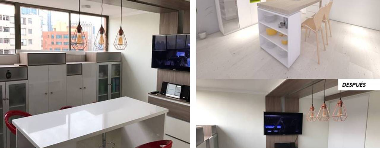 DISEÑO INTERIOR, HZ ARQUITECTOS SANTIAGO DISEÑO COCINAS JARDINES PAISAJISMO REMODELACIONES OBRA HZ ARQUITECTOS SANTIAGO DISEÑO COCINAS JARDINES PAISAJISMO REMODELACIONES OBRA Built-in kitchens لکڑی پلاسٹک جامع