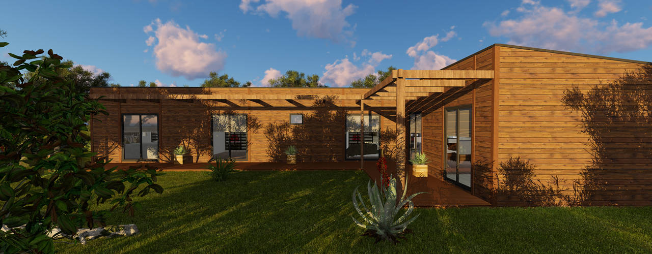 Modelo | T3 209m², Discovercasa | Casas de Madeira & Modulares Discovercasa | Casas de Madeira & Modulares Prefabricated Home Solid Wood Multicolored