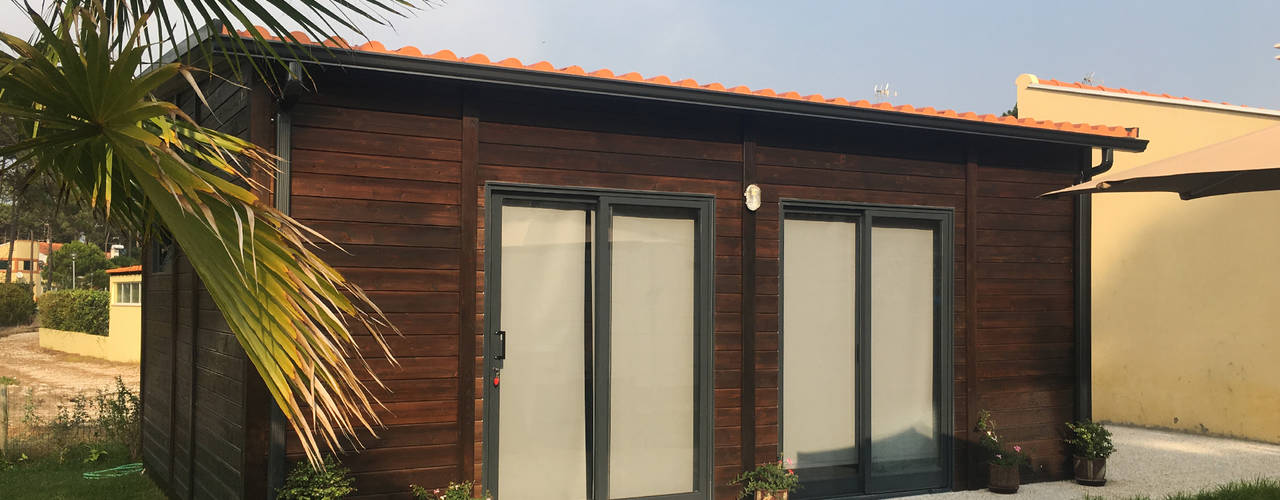 Modelo | T1 33m², Discovercasa | Casas de Madeira & Modulares Discovercasa | Casas de Madeira & Modulares Wooden houses Wood Wood effect