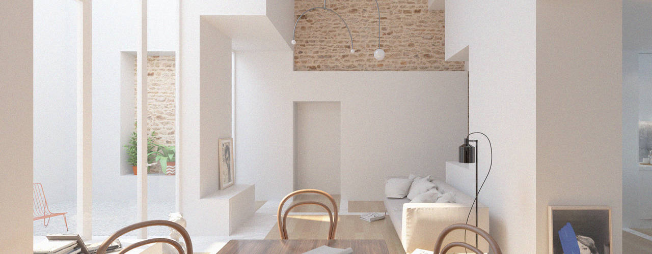 Casa das Muralhas, Corpo Atelier Corpo Atelier Minimalist living room