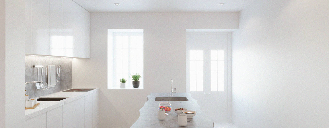 Casa das Muralhas, Corpo Atelier Corpo Atelier Cocinas de estilo minimalista