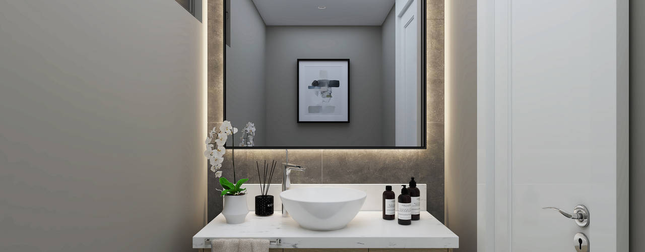 homify Modern Banyo Ahşap Ahşap rengi