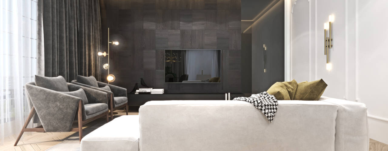 Luksusowy apartament dla singla, Ambience. Interior Design Ambience. Interior Design Modern living room
