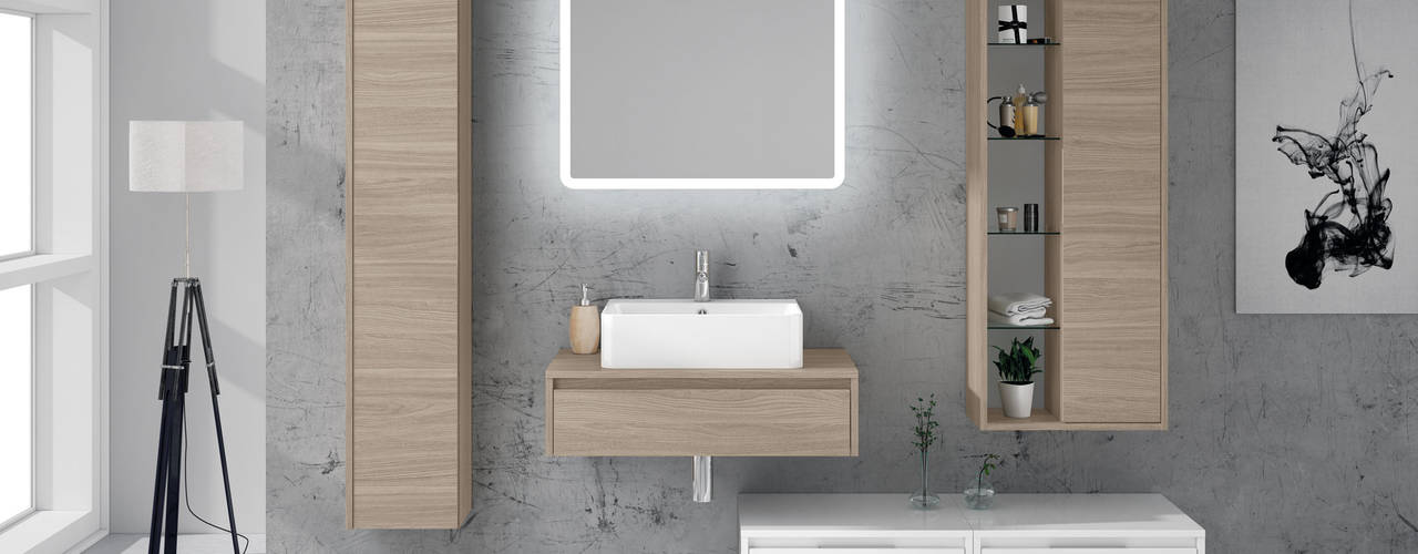 TREVI: Disponibile in finitura legno e laccata, FALEGNAMERIA ADRIATICA S.r.l. FALEGNAMERIA ADRIATICA S.r.l. Modern bathroom