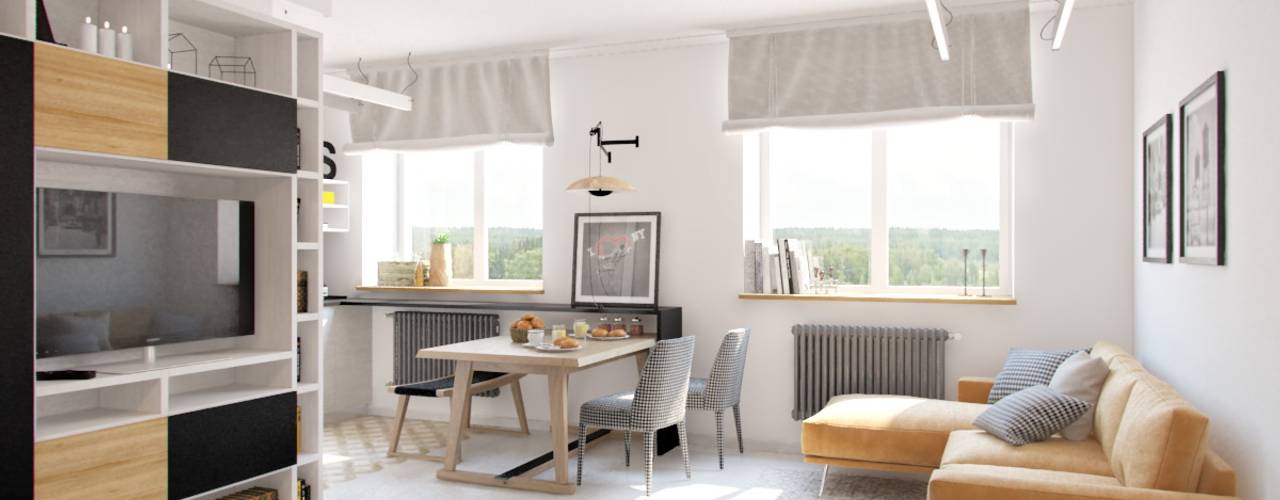 Дизайн двухкомнатной квартиры в скандинавском стиле, ЕвроДом ЕвроДом Living room