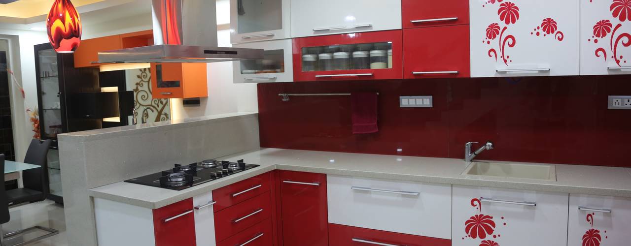 Swanky 3BHK Pent house, Vdezin Interiors Vdezin Interiors Modern kitchen