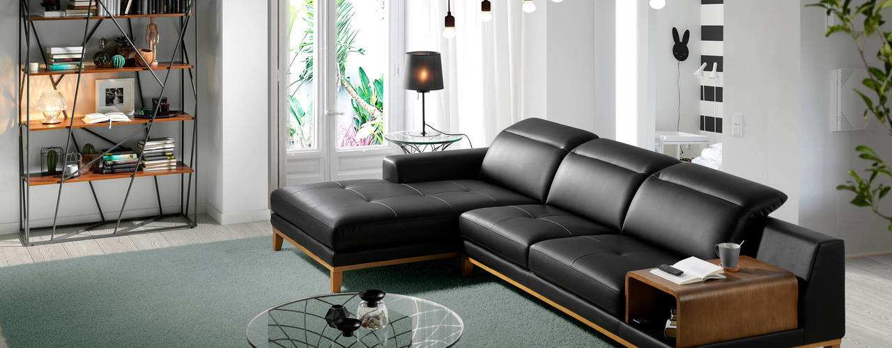 LOS MUEBLES MODERNOS Y DE DISEÑO ITALIANO DE ANGEL CERDÁ, ANGEL CERDA ANGEL CERDA Modern living room Leather Grey