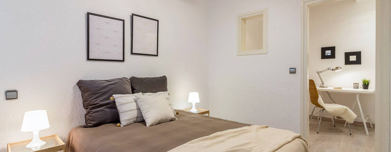 Home staging en el Gótic (Barcelona), Impuls Home Staging en Barcelona Impuls Home Staging en Barcelona Śródziemnomorska sypialnia