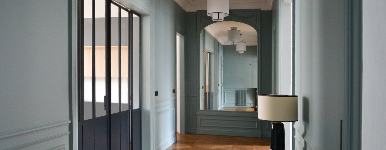 Appartement familial - Paris 17 / 200 m², A comme Archi A comme Archi Ingresso, Corridoio & Scale in stile moderno