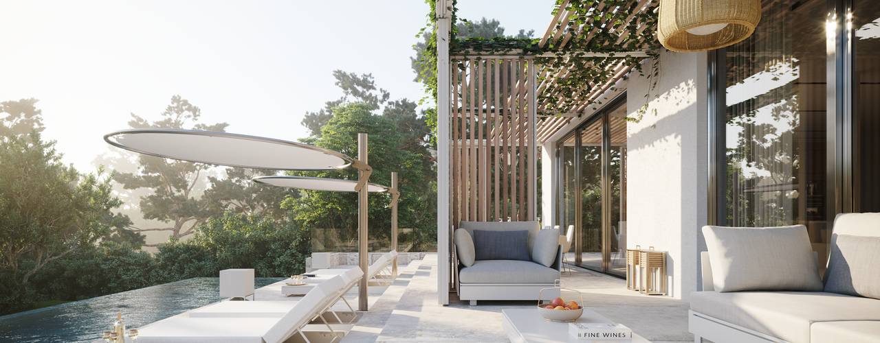 Cap Martinet - Villa en Ibiza, TABARQ TABARQ 지중해스타일 발코니, 베란다 & 테라스