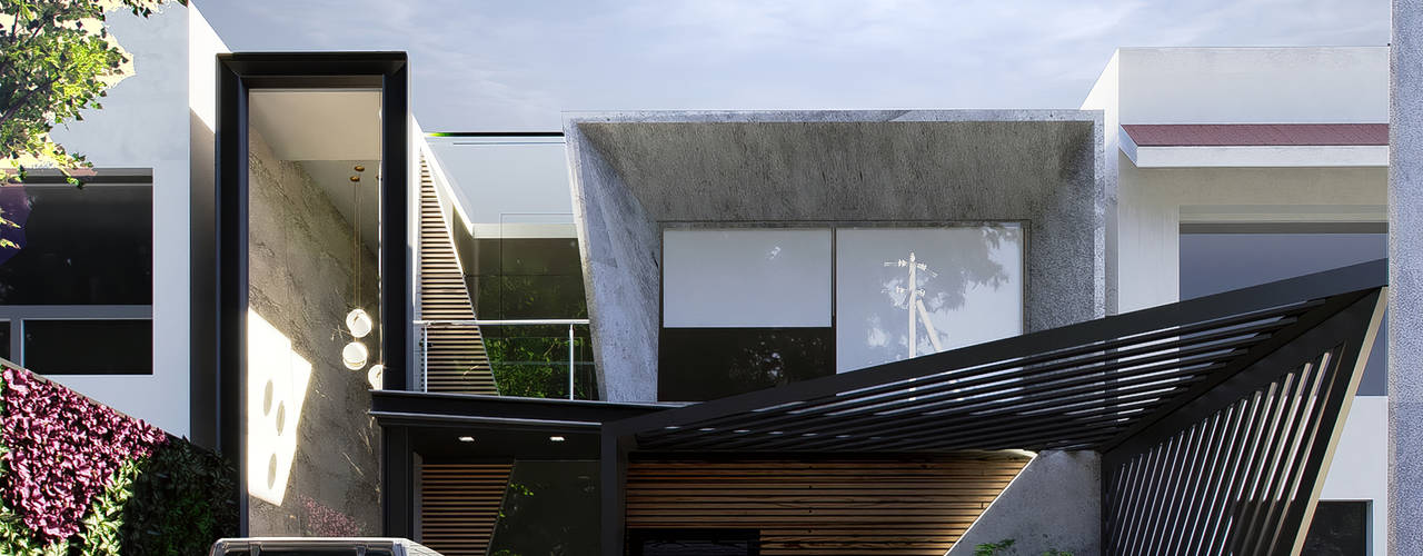 PROPUESTA / FACHADA CASA HABITACIÓN / 270 m2 / 2018 , MIRARQPERSPECTIVAS MIRARQPERSPECTIVAS Casas de estilo moderno Hierro/Acero