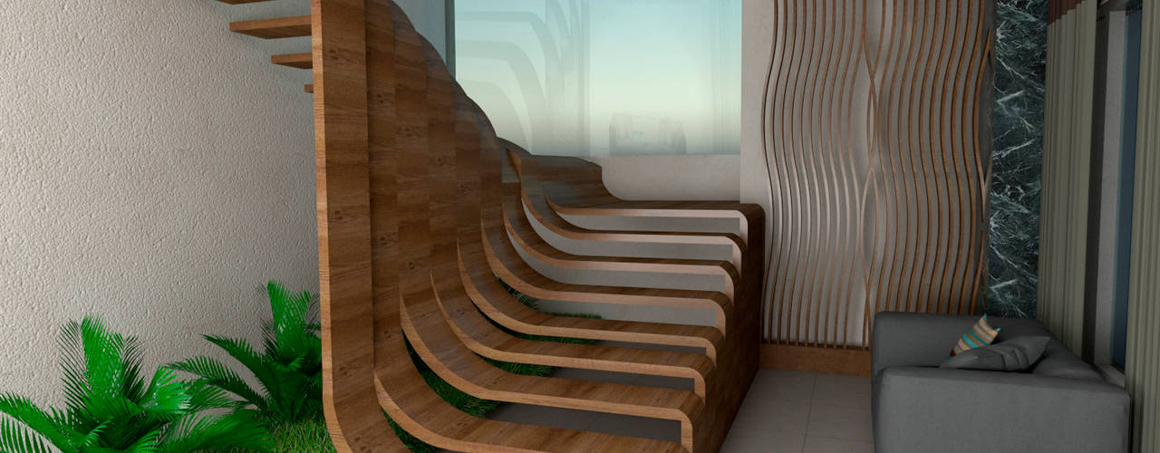 Fachada Resiencia, Eduardo Zamora arquitectos Eduardo Zamora arquitectos درج خشب