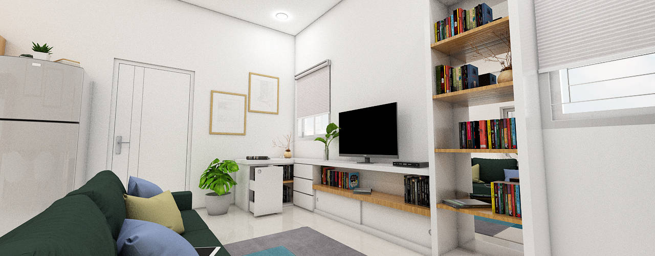 Interior Design TR Apartment, Tigha Atelier Tigha Atelier Ruang Keluarga Minimalis