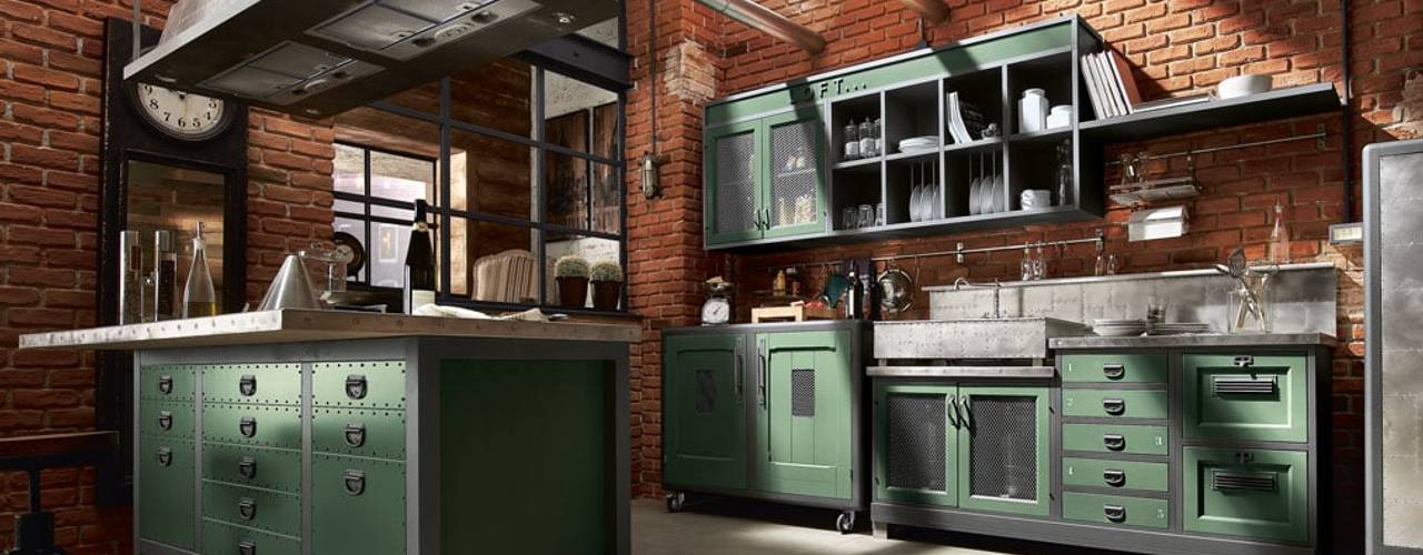 Cocinas, Marchi Cucine - Dialma Brown MX Marchi Cucine - Dialma Brown MX Nhà bếp phong cách công nghiệp Than củi Multicolored