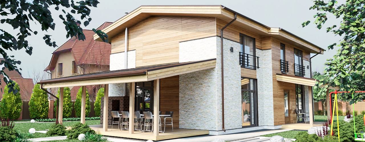 Загородный дом для большой семьи, hq-design hq-design Casa di legno