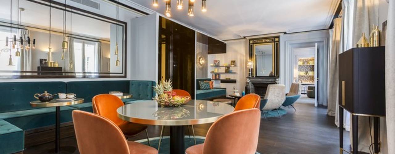 Elegant Apartment, France, DelightFULL DelightFULL Modern dining room Copper/Bronze/Brass