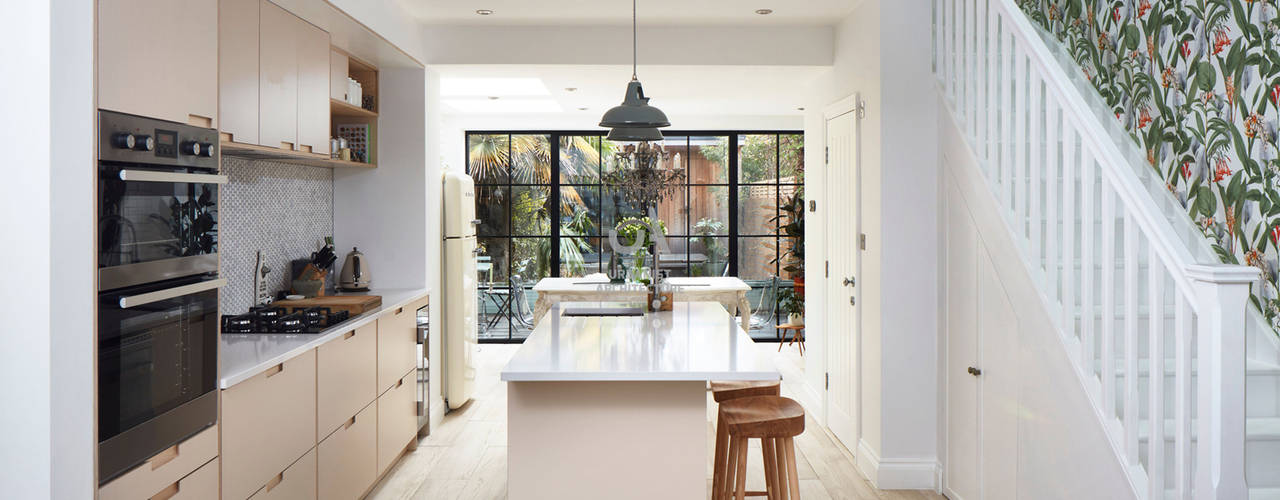 Greenwich Design and Extension, Urbanist Architecture Urbanist Architecture Dapur kecil Kayu Buatan Transparent