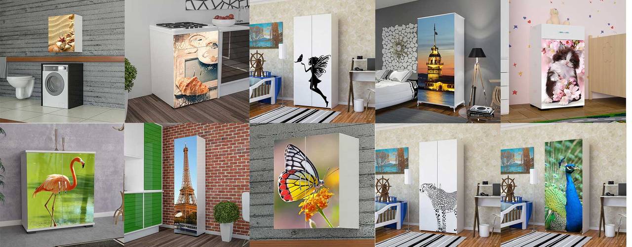 UV Baskılı iki kapaklı gardırop, Candy Mobilyam Candy Mobilyam Modern style bedroom Wood-Plastic Composite