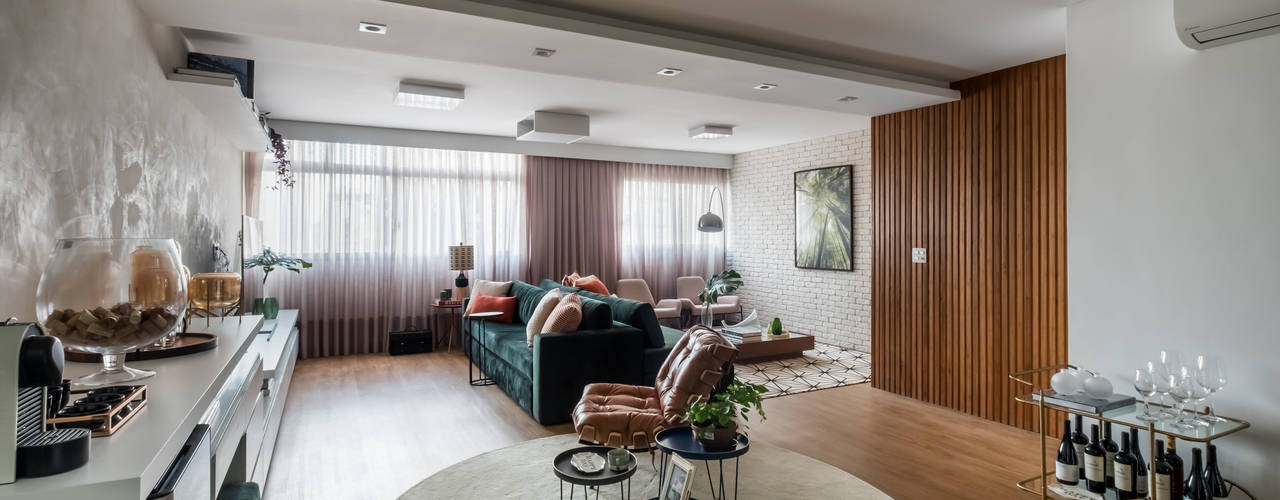 Apartamento Amplo, moderno e sofisticado no coração do Jardins, Studio Elã Studio Elã Вітальня