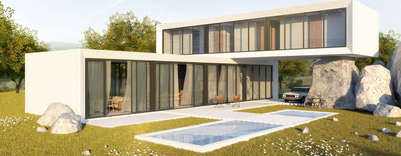 Vivienda Unifamiliar aislada en Córdoba provincia, POA Estudio Arquitectura y Reformas en Córdoba POA Estudio Arquitectura y Reformas en Córdoba プレハブ住宅 ガラス