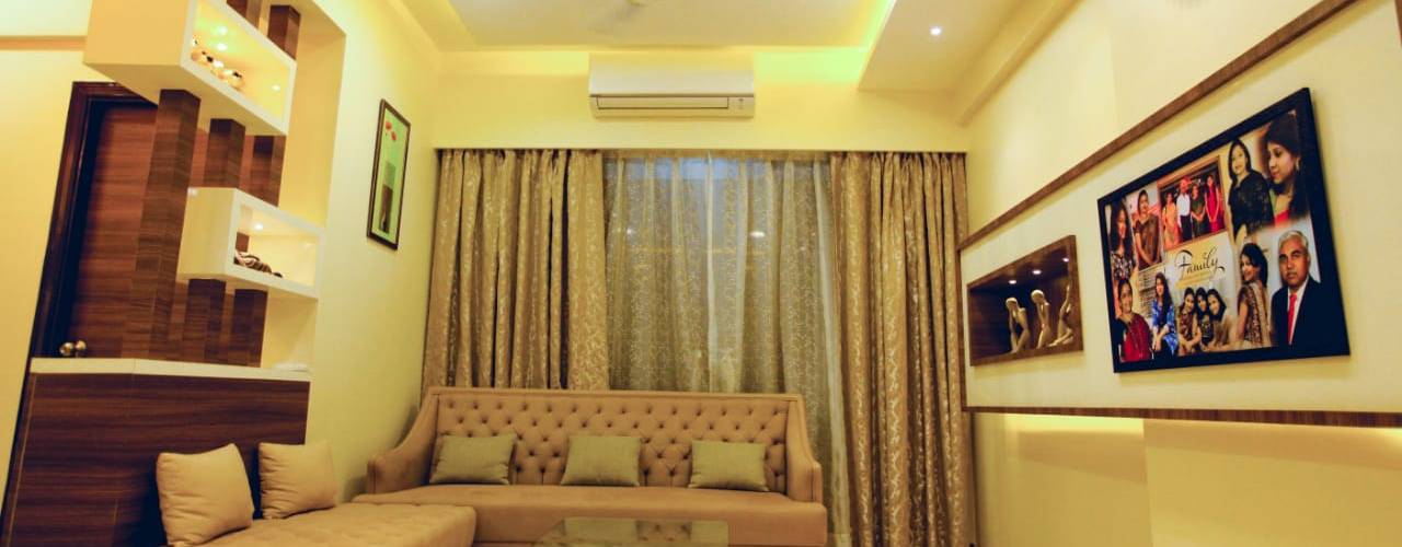 2 BHK home in Thakurli, Mumbai , Square 4 Design & Build Square 4 Design & Build Modern living room