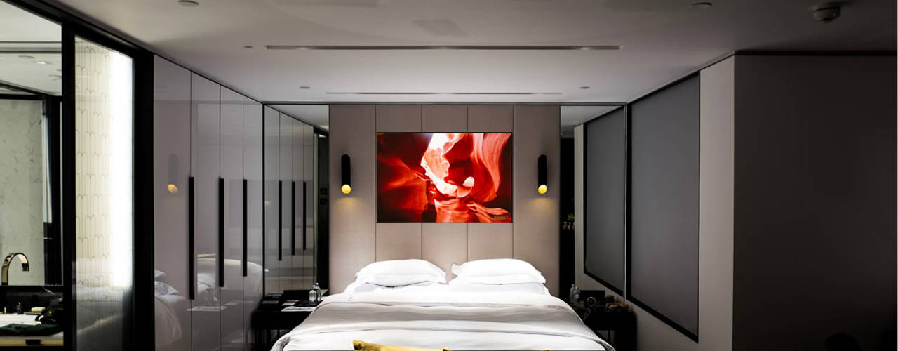 slaapkamer verwarming, Heat Art - infrarood verwarming Heat Art - infrarood verwarming ห้องนอน กระจกและแก้ว