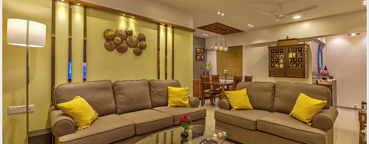 2BHK apartment in Pune , The D'zine Studio The D'zine Studio غرفة المعيشة