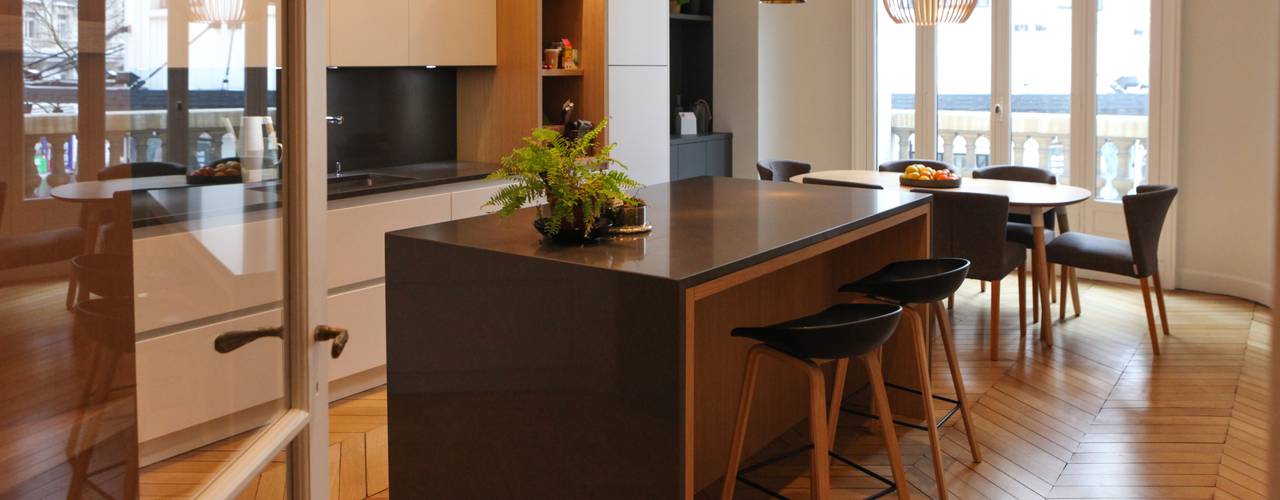 Transformation d'un cabinet médical en appartement familial (230 m2), Créateurs d'Interieur Créateurs d'Interieur Éléments de cuisine