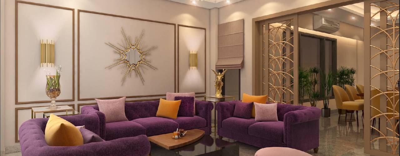 4 BHK Independent House , Paimaish Paimaish Modern living room Textile Amber/Gold