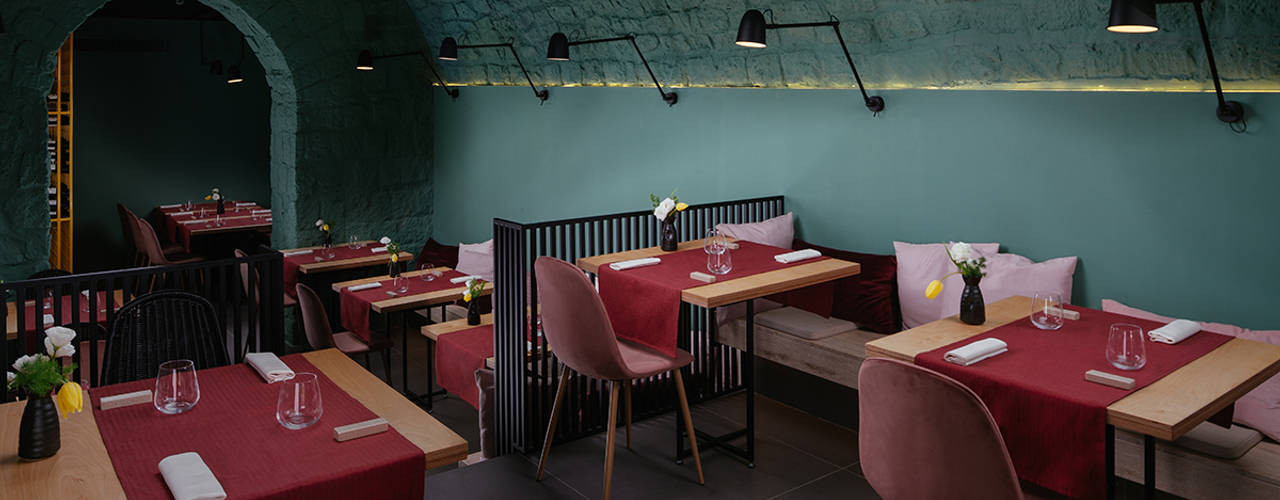 Hosteria Bugiarda - contemporary kitchen, manuarino architettura design comunicazione manuarino architettura design comunicazione 商業空間 石