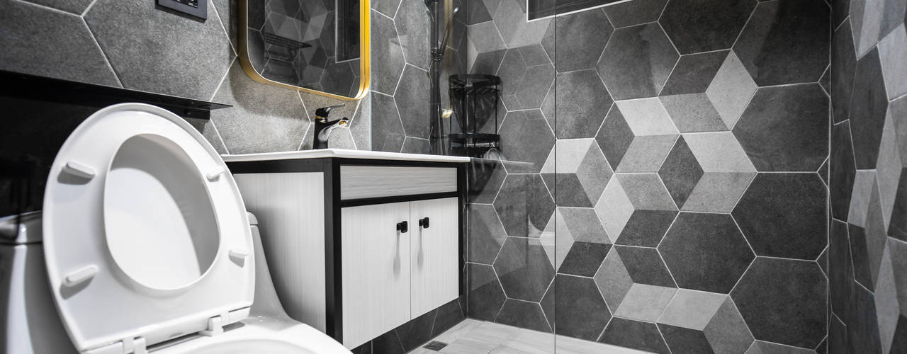 Dr. Liao 浴室裝修案 | 奢華六角浴室, 有隅空間規劃所 有隅空間規劃所 現代浴室設計點子、靈感&圖片 磁磚