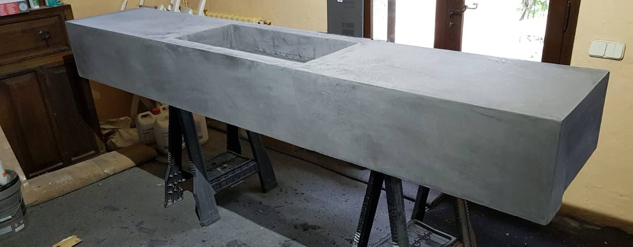 Fabricación de un lavabo con paneles de construcción WEDI revestido en Microcemento, Wedi GmbH Sucursal ESPAÑA Wedi GmbH Sucursal ESPAÑA حمام