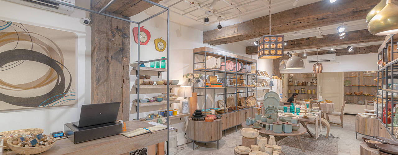 Handicraft retail store Delhi , flamingo architects flamingo architects Bedrijfsruimten Hout Hout