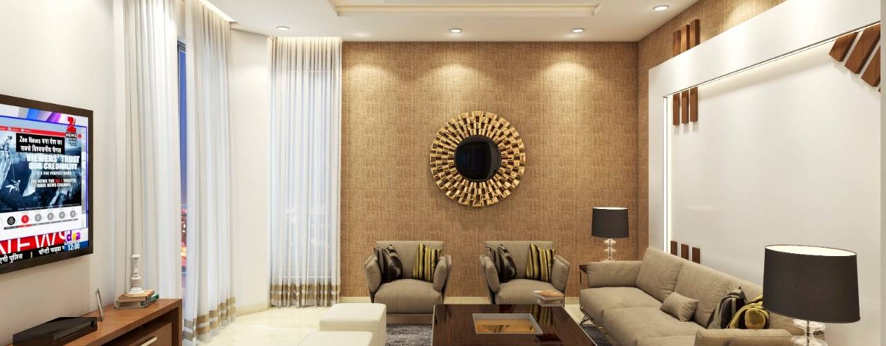 Complete 3BHK Home Interior Done in -Unitech Escape Society Sector 50 , RV Dezigns RV Dezigns Classic style living room