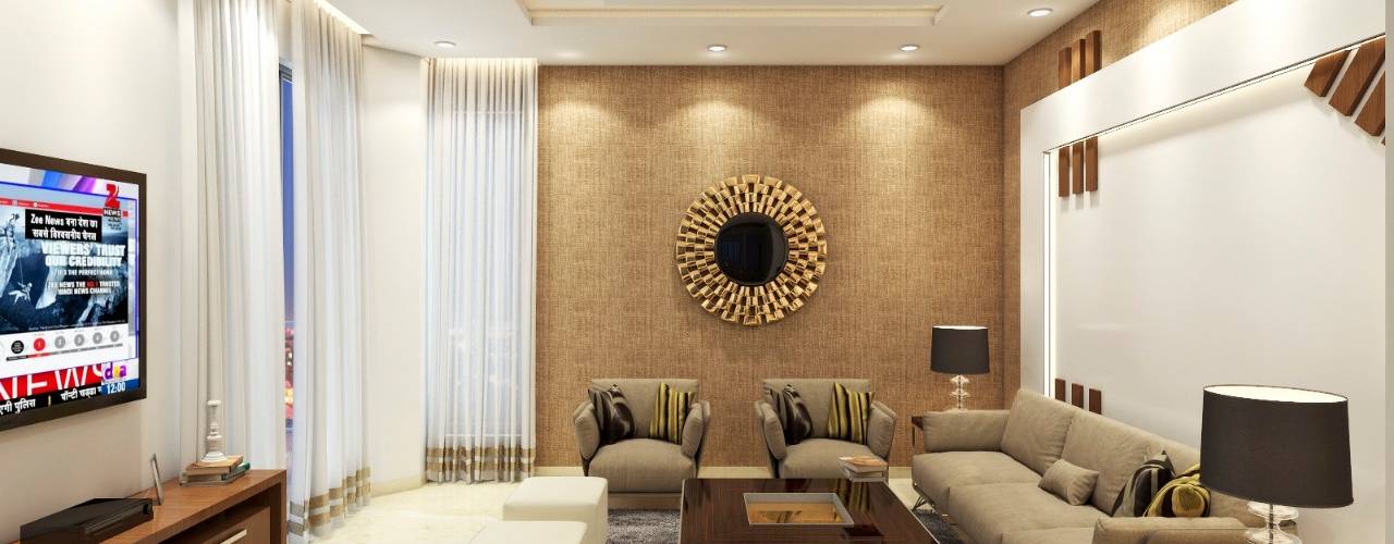 Complete 3BHK Home Interior Done in -Unitech Escape Society Sector 50 , RV Dezigns RV Dezigns Living room