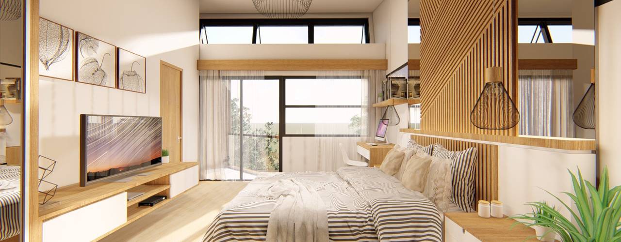 Structura Architects Tropical style bedroom Wood Wood effect