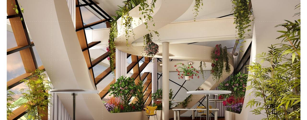 Interior render 3D design, ThePro3DStudio ThePro3DStudio Modern corridor, hallway & stairs