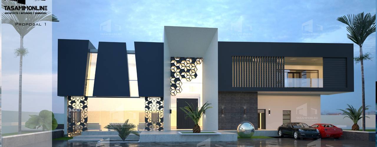 Contemporary Luxury Villa Design , Tasamim Online تصاميم أونلاين Tasamim Online تصاميم أونلاين